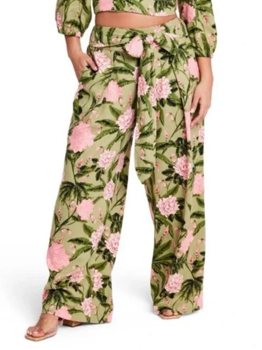 Agua Bendita X Target Peony Floral Print Linen Blend Wide Leg Pant